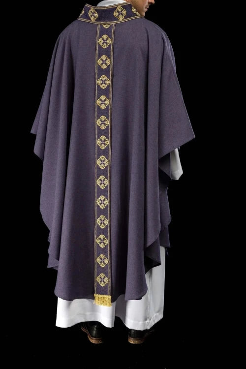 Purple Chasuble with embroidered band with cross motif - Variant IV - gallery view 8