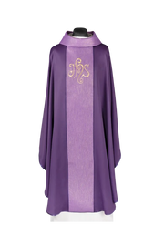 Purple Chasuble with embroidered band with IHS monogram - Variant II - gallery view 1