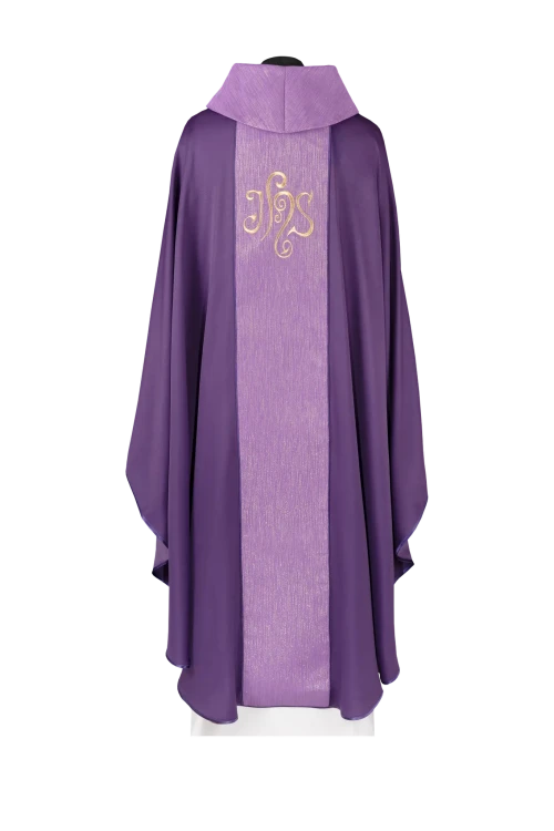 Purple Chasuble with embroidered band with IHS monogram - Variant II - gallery view 2