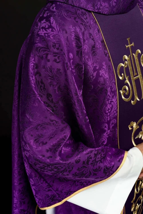 Purple Chasuble with embroidered band with IHS monogram - Variant III - gallery view 5
