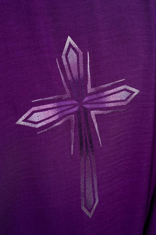 Purple Chasuble with embroidered cross - gallery view 4