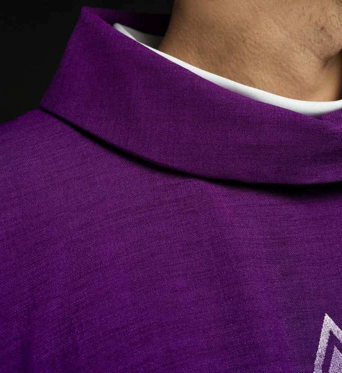 Purple Chasuble with embroidered cross - gallery view 5