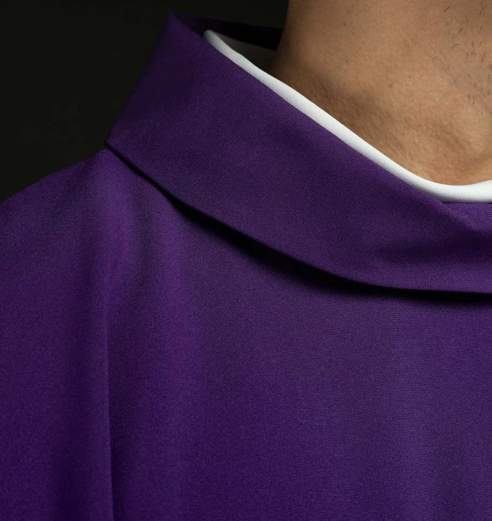 Purple Chasuble with embroidered cross and JHS monogram - gallery view 5