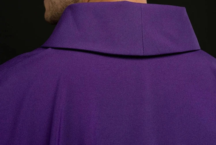 Purple Chasuble with embroidered cross and JHS monogram - gallery view 6