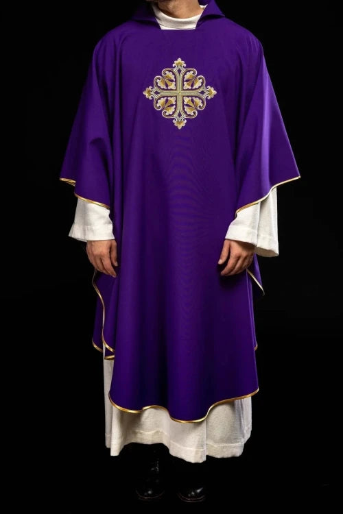 Purple Chasuble with embroidered cross and wide collar - Variant II - gallery view 2
