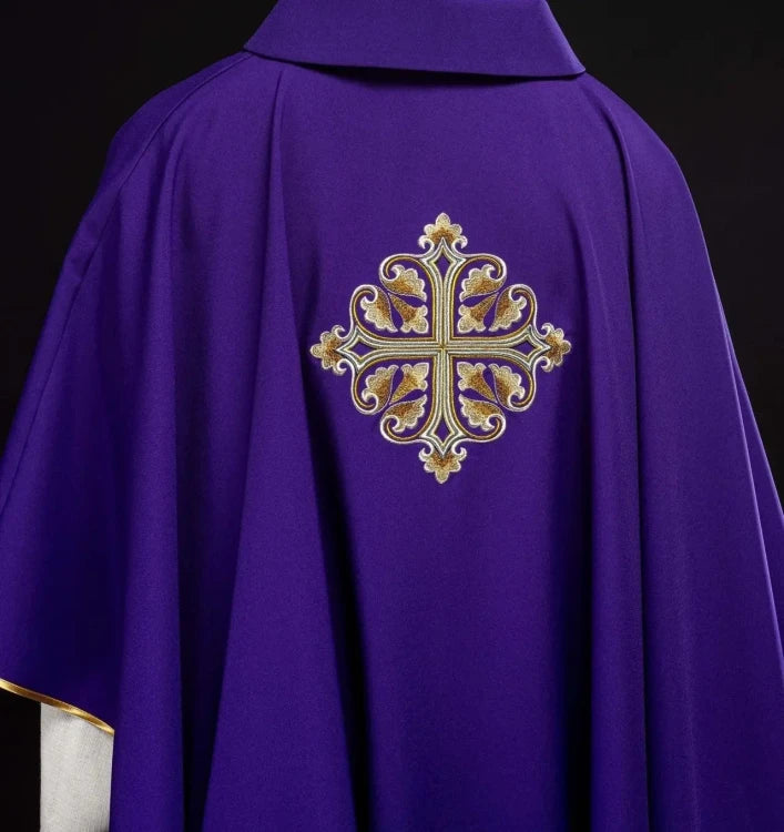 Purple Chasuble with embroidered cross and wide collar - Variant II - gallery view 6