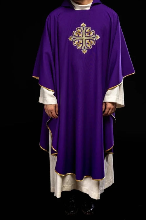 Purple Chasuble with embroidered cross and wide collar - Variant II - gallery view 8