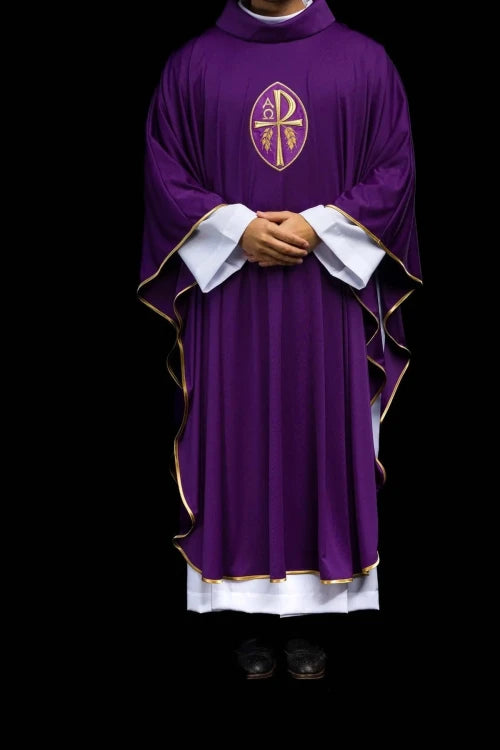 Purple Chasuble with embroidered cross on lightweight SACROLITE knit - gallery view 2