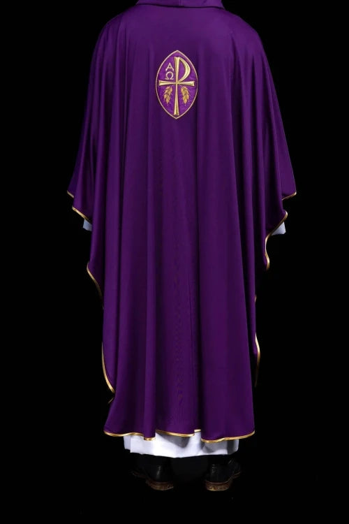 Purple Chasuble with embroidered cross on lightweight SACROLITE knit - gallery view 6