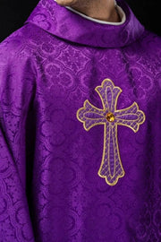 Purple Chasuble with embroidered cross symbol - gallery view 1