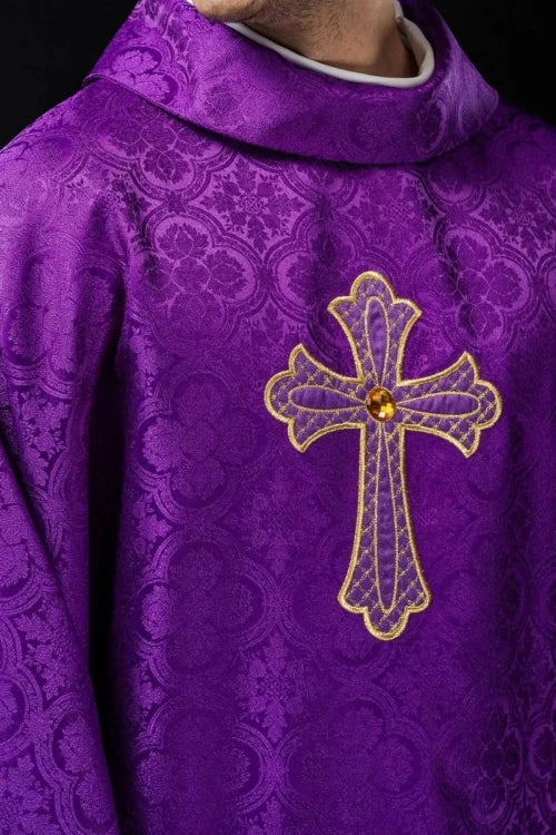 Purple Chasuble with embroidered cross symbol - gallery view 1