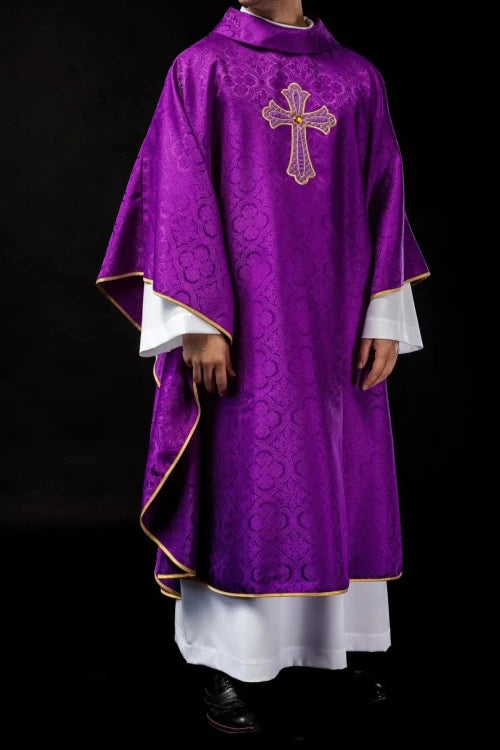 Purple Chasuble with embroidered cross symbol - gallery view 2