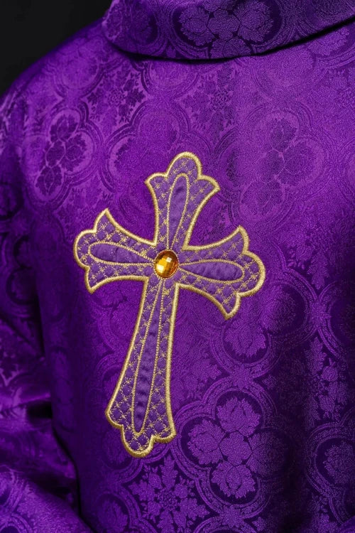 Purple Chasuble with embroidered cross symbol - gallery view 3