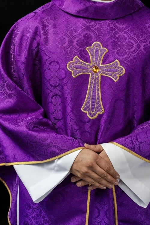 Purple Chasuble with embroidered cross symbol - gallery view 4