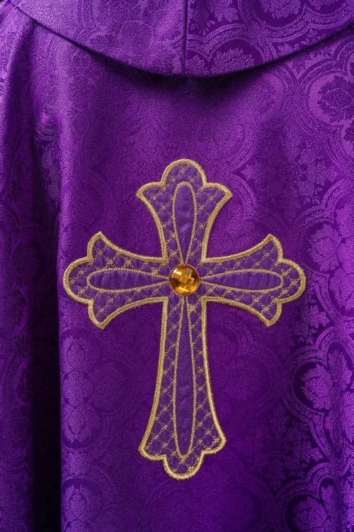Purple Chasuble with embroidered cross symbol - gallery view 5