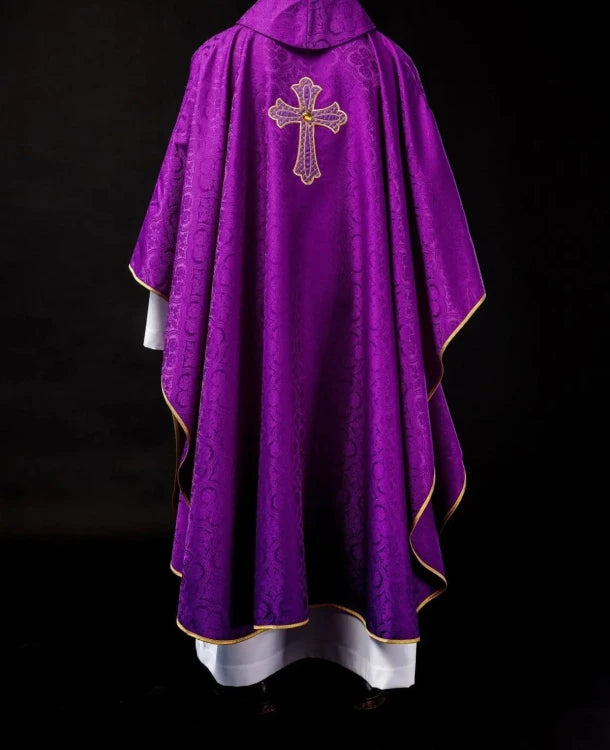 Purple Chasuble with embroidered cross symbol - gallery view 7