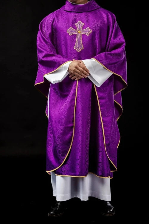 Purple Chasuble with embroidered cross symbol - gallery view 8