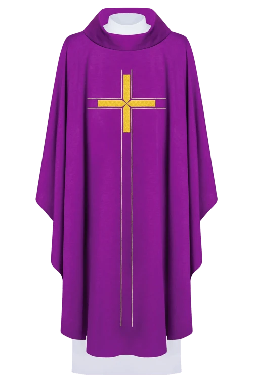 Purple Chasuble with embroidered cross symbol - Variant II - gallery view 1