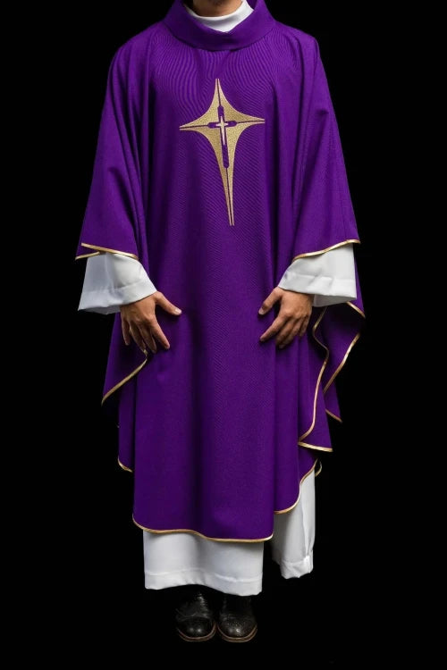 Purple Chasuble with embroidered cross symbol - Variant III - gallery view 2