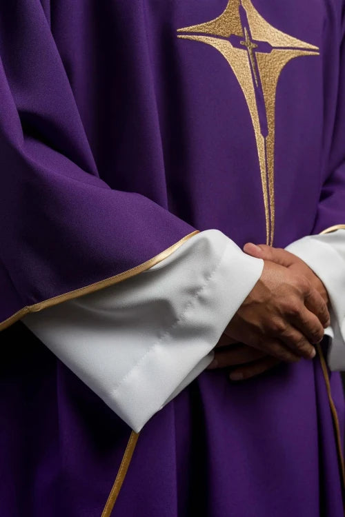 Purple Chasuble with embroidered cross symbol - Variant III - gallery view 3