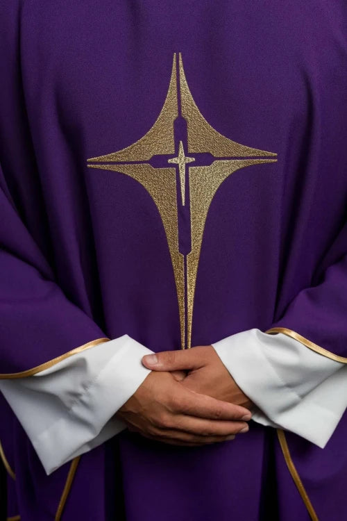 Purple Chasuble with embroidered cross symbol - Variant III - gallery view 4