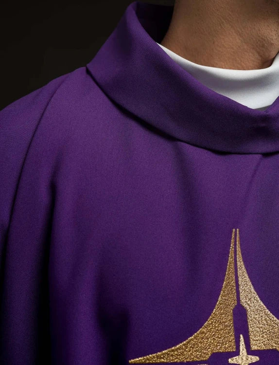 Purple Chasuble with embroidered cross symbol - Variant III - gallery view 5