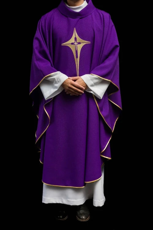 Purple Chasuble with embroidered cross symbol - Variant III - gallery view 8