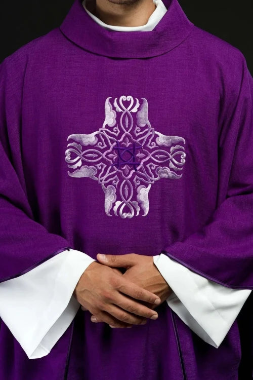 Purple Chasuble with embroidered cross - Variant II - gallery view 1