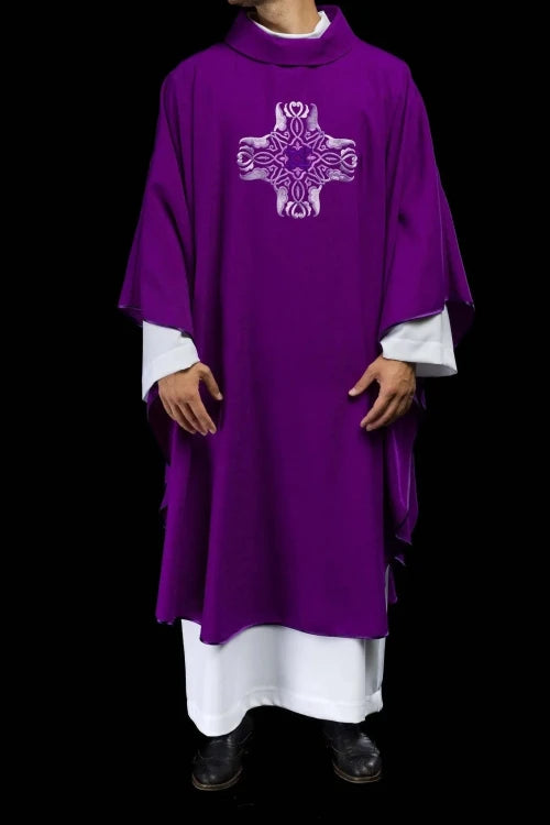 Purple Chasuble with embroidered cross - Variant II - gallery view 2