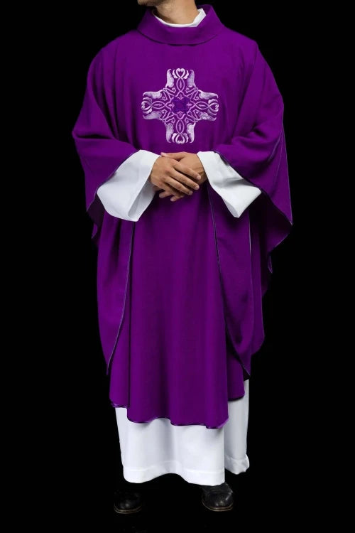 Purple Chasuble with embroidered cross - Variant II - gallery view 9