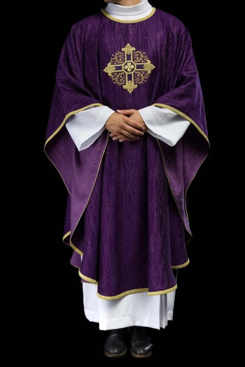 Purple Chasuble with embroidered cross - Variant IV - gallery view 2