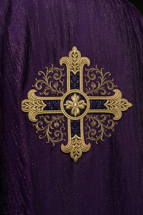 Purple Chasuble with embroidered cross - Variant IV - gallery view 3