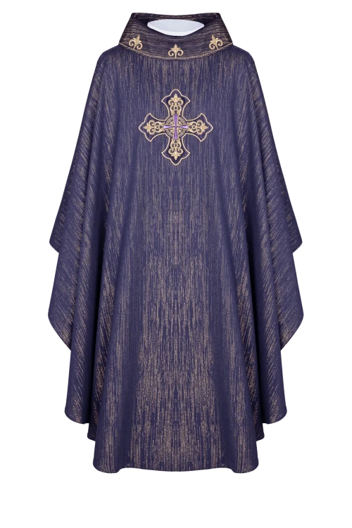 Purple Chasuble with embroidered cross - Variant V - gallery view 1