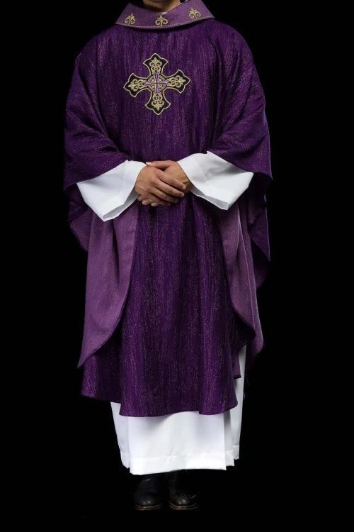 Purple Chasuble with embroidered cross - Variant V - gallery view 3