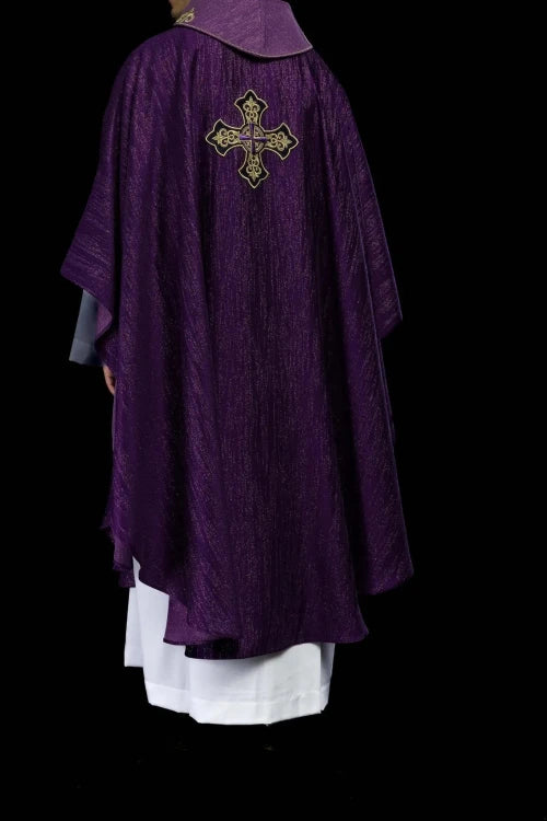 Purple Chasuble with embroidered cross - Variant V - gallery view 6