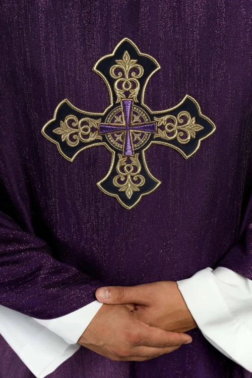 Purple Chasuble with embroidered cross - Variant V - gallery view 7
