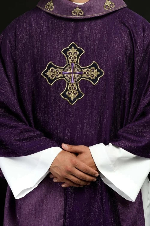 Purple Chasuble with embroidered cross - Variant V - gallery view 12
