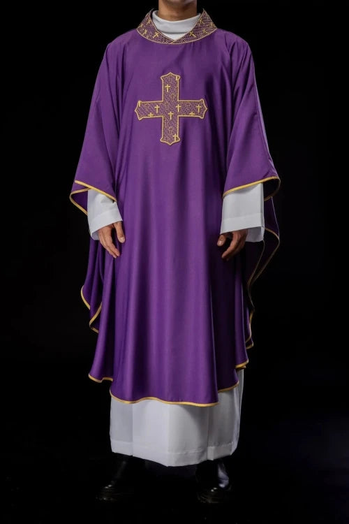 Purple Chasuble with embroidered cross - Variant VI - gallery view 2