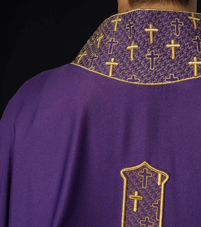 Purple Chasuble with embroidered cross - Variant VI - gallery view 4