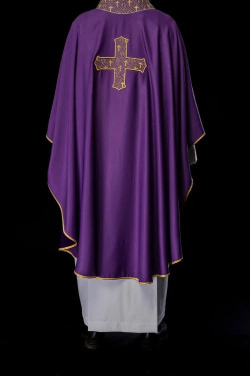 Purple Chasuble with embroidered cross - Variant VI - gallery view 6