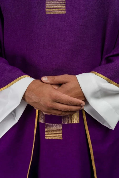 Purple Chasuble with embroidered crosses - gallery view 3