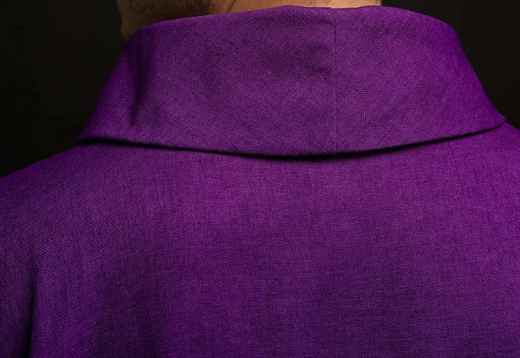 Purple Chasuble with embroidered crosses - gallery view 5
