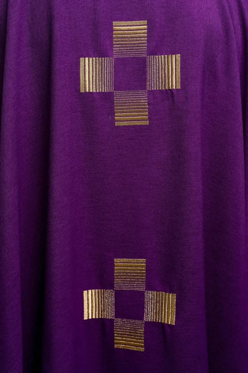 Purple Chasuble with embroidered crosses - gallery view 6