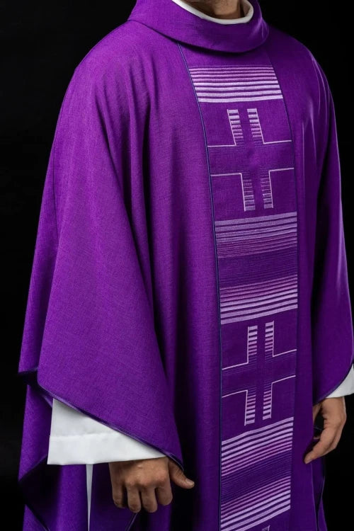 Purple Chasuble with embroidered crosses - Variant II - gallery view 1