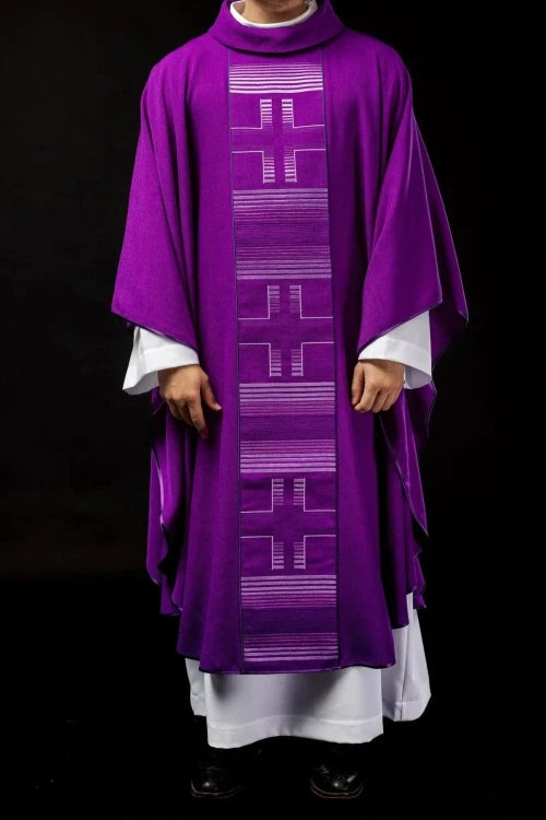 Purple Chasuble with embroidered crosses - Variant II - gallery view 2