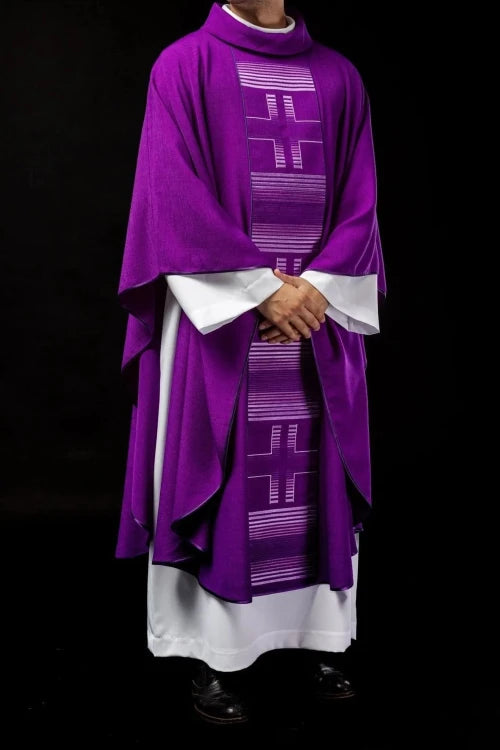 Purple Chasuble with embroidered crosses - Variant II - gallery view 7