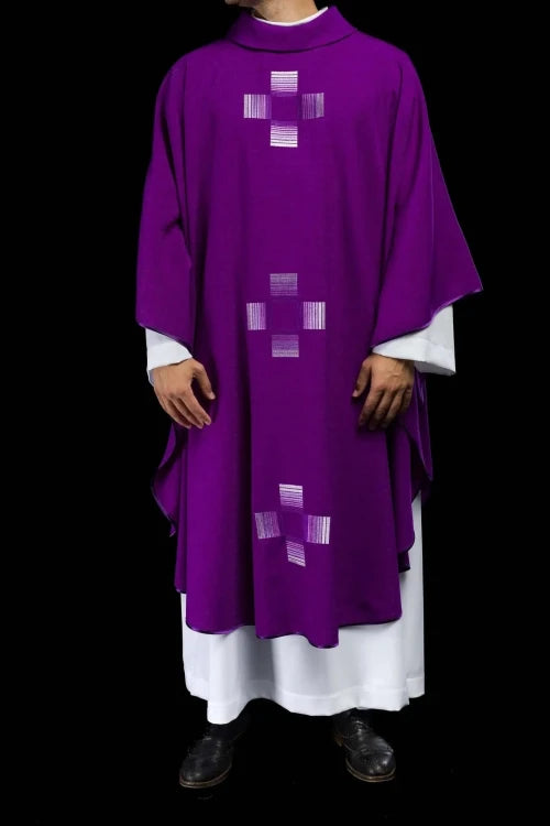 Purple Chasuble with embroidered crosses - Variant III - gallery view 2