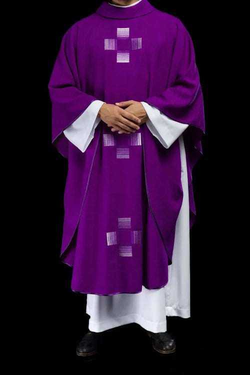 Purple Chasuble with embroidered crosses - Variant III - gallery view 9