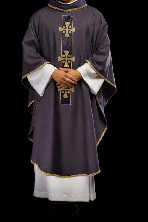 Purple Chasuble with embroidered crosses - Variant IV - gallery view 2