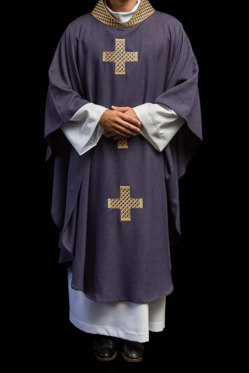Purple Chasuble with embroidered crosses - Variant V - gallery view 2